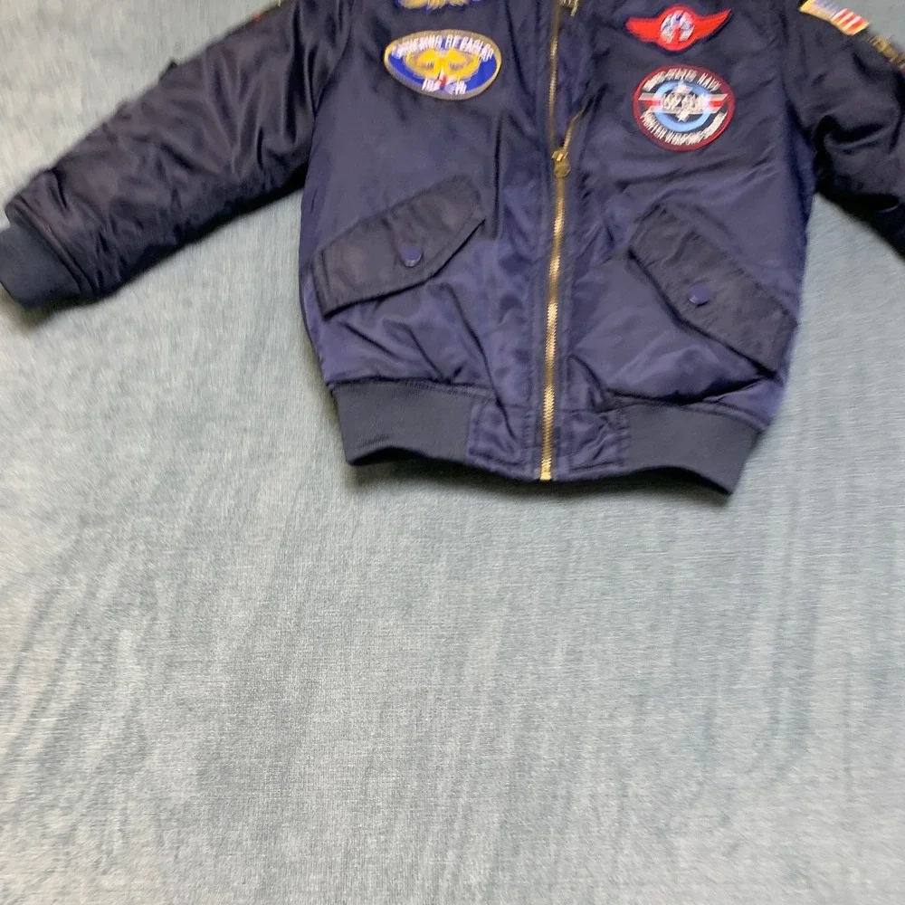 Da Fei Li Top Gun MA-1 Bomber Jacket Kids 6 Navy Blue Long Sleeve Full Zip
